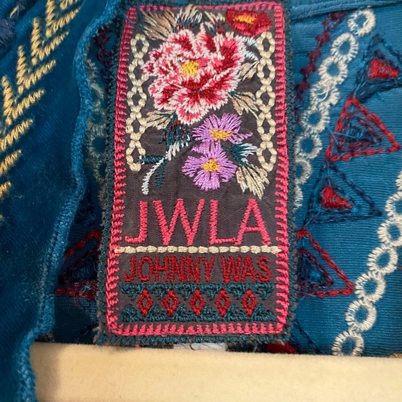 Johnny Was Blue Embellished Tunic with Mandarin Collar - Picture 4 of 5